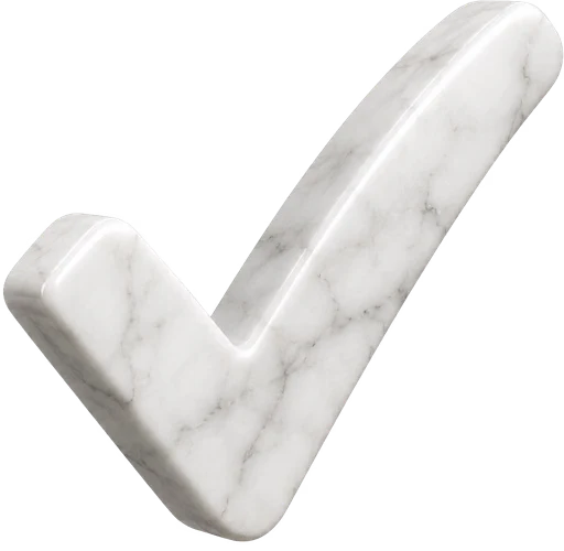 A marble check mark